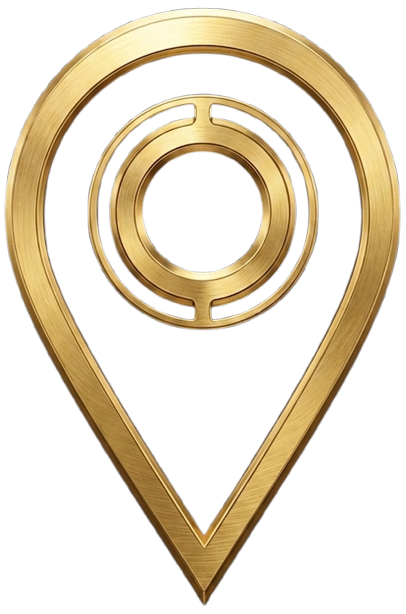 Gold metallic location pin icon