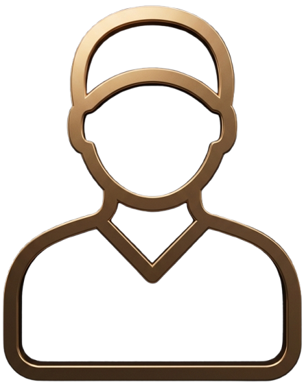 Gold user avatar outline on black background